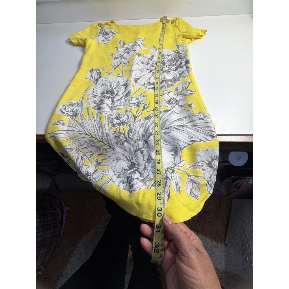 Juicy Couture Floral Yellow Casual Dress 0 Liked Gold Shoulder Button Fairy Y2K - Picture 7 of 7